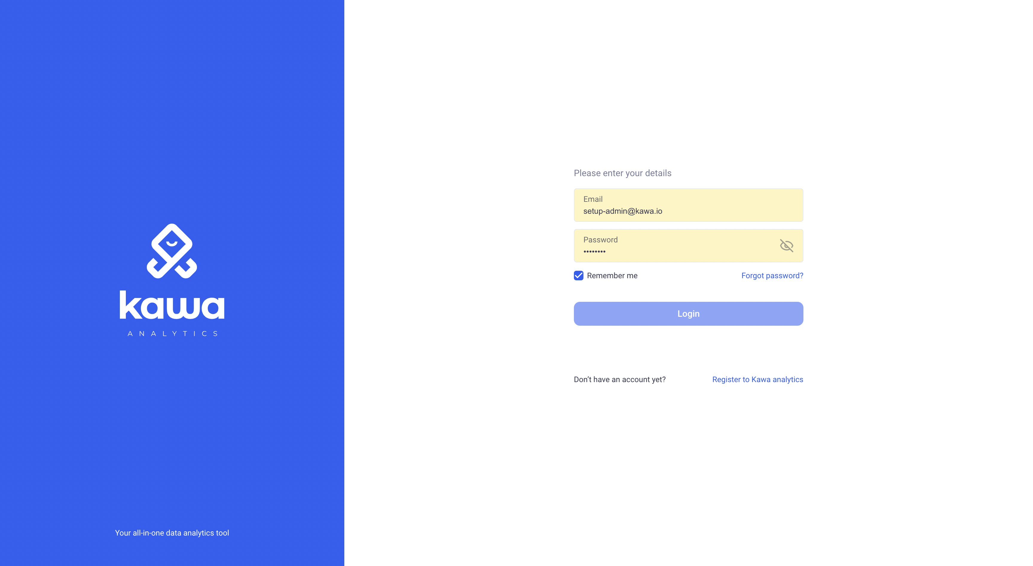 Login page
